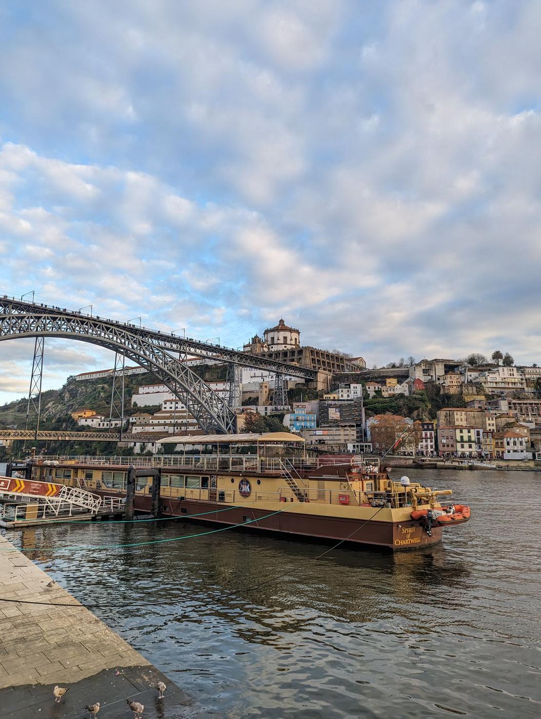 The Dom Luis I bridge over the Douro at Porto's Ribeira waterfront